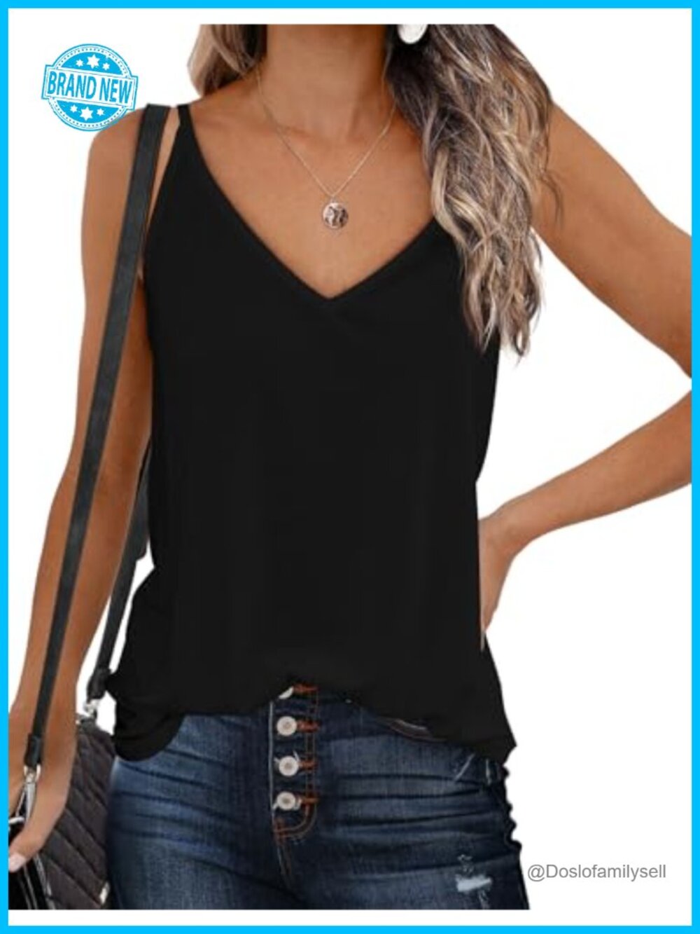 Zeagoo Womens V Neck Camisole Tank Top Spaghetti Strap Loose Summer Shirt